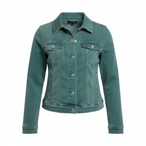 Liverpool Sage Green Denim Jacket Lg Button Jean Jacket Side Pockets Coastal